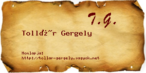 Tollár Gergely névjegykártya